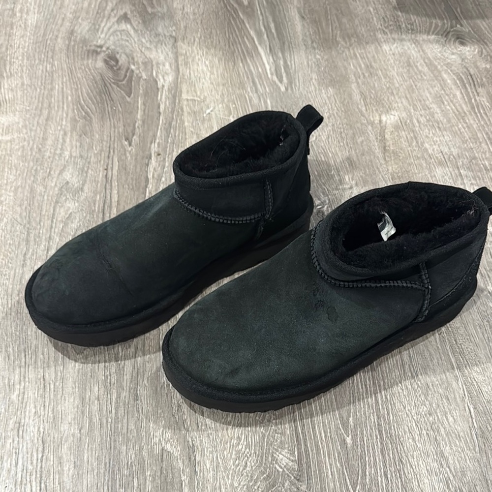 UGG Black Ankle Booties Suede Slip-On